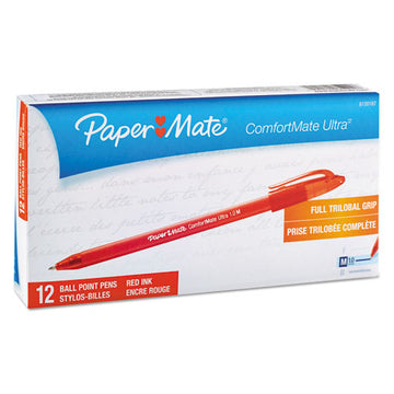 Paper Mate® Comfortmate Ultra Ballpoint Pen, Stick, Medium 1 Mm, Red Ink, Red Barrel, Dozen freeshipping - TVN Wholesale